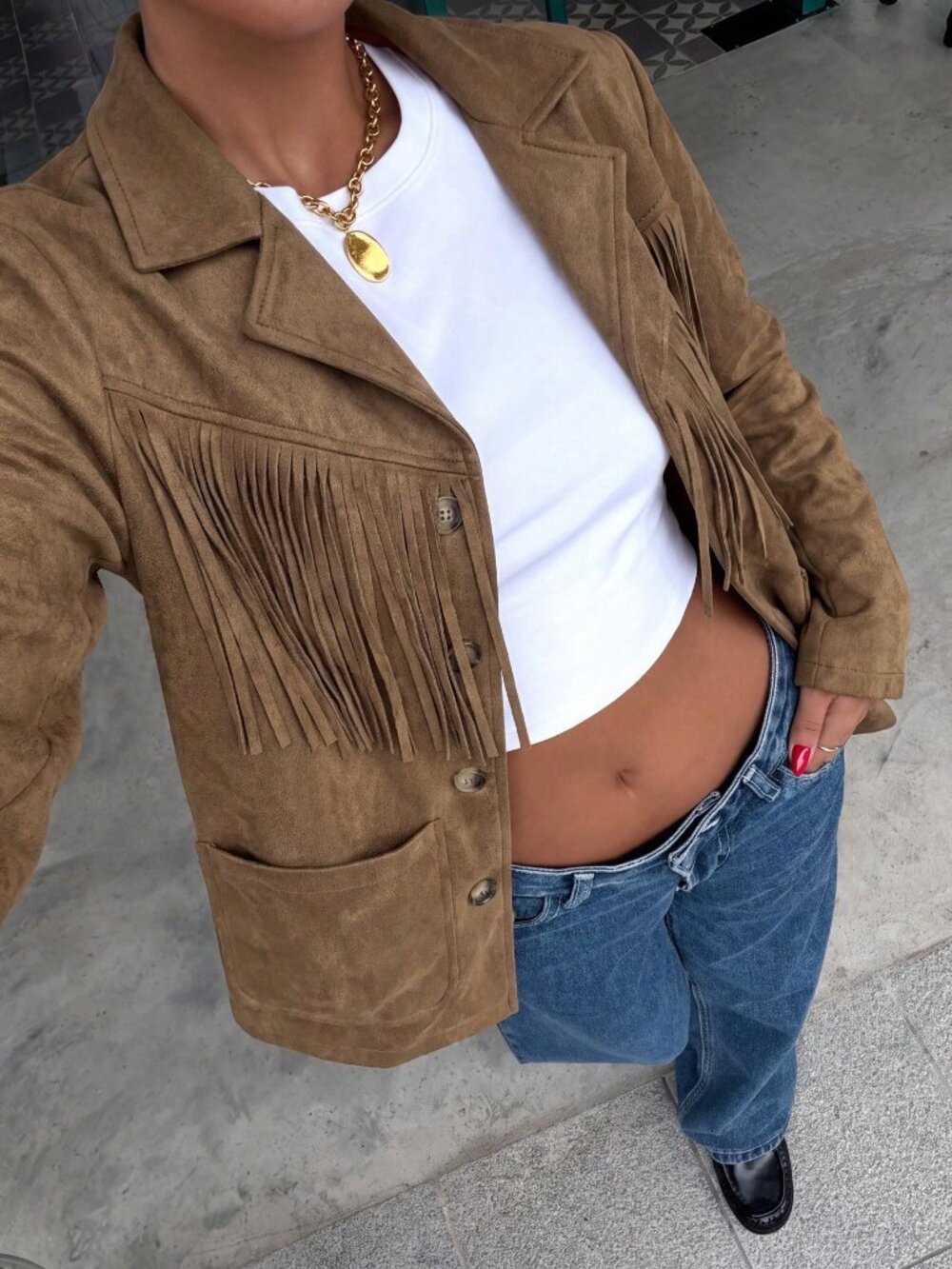 Coffee Brown Bohemian Women's Loose Maillard Tassel Thin Jacket - Picture 9 of 11